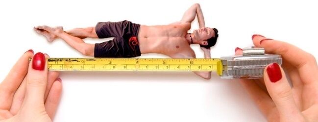 The photo represents the measurement of a man's penis before enlargement
